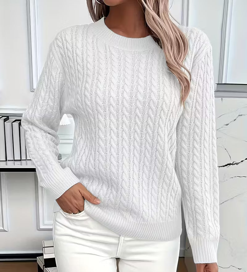 Parker | Women's Cable Knit Sweater with Ribbed Trim