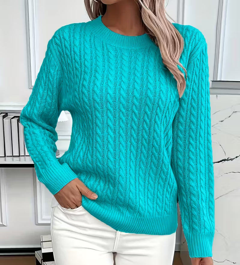 Parker | Women's Cable Knit Sweater with Ribbed Trim