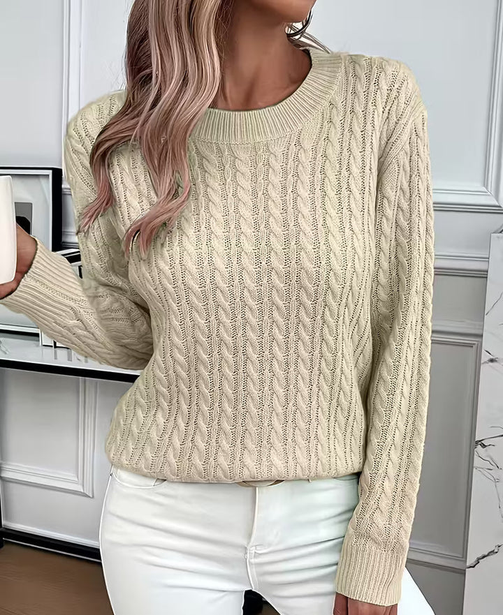 Parker | Women's Cable Knit Sweater with Ribbed Trim