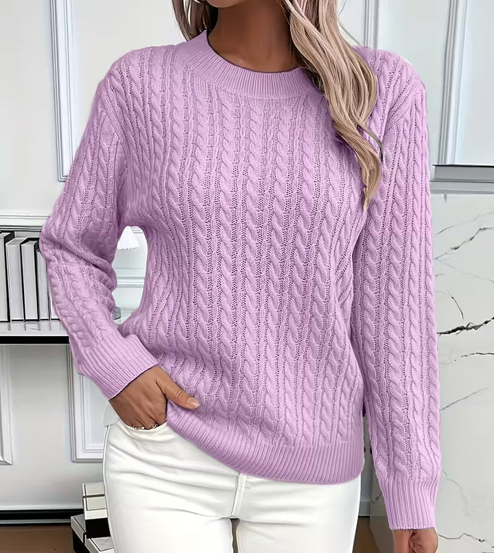 Parker | Women's Cable Knit Sweater with Ribbed Trim