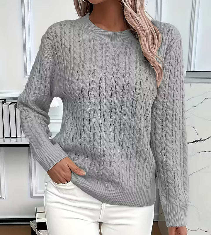 Parker | Women's Cable Knit Sweater with Ribbed Trim