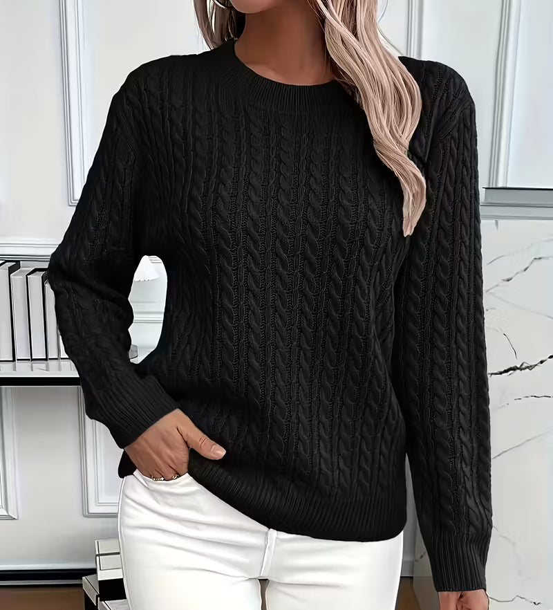 Parker | Women's Cable Knit Sweater with Ribbed Trim