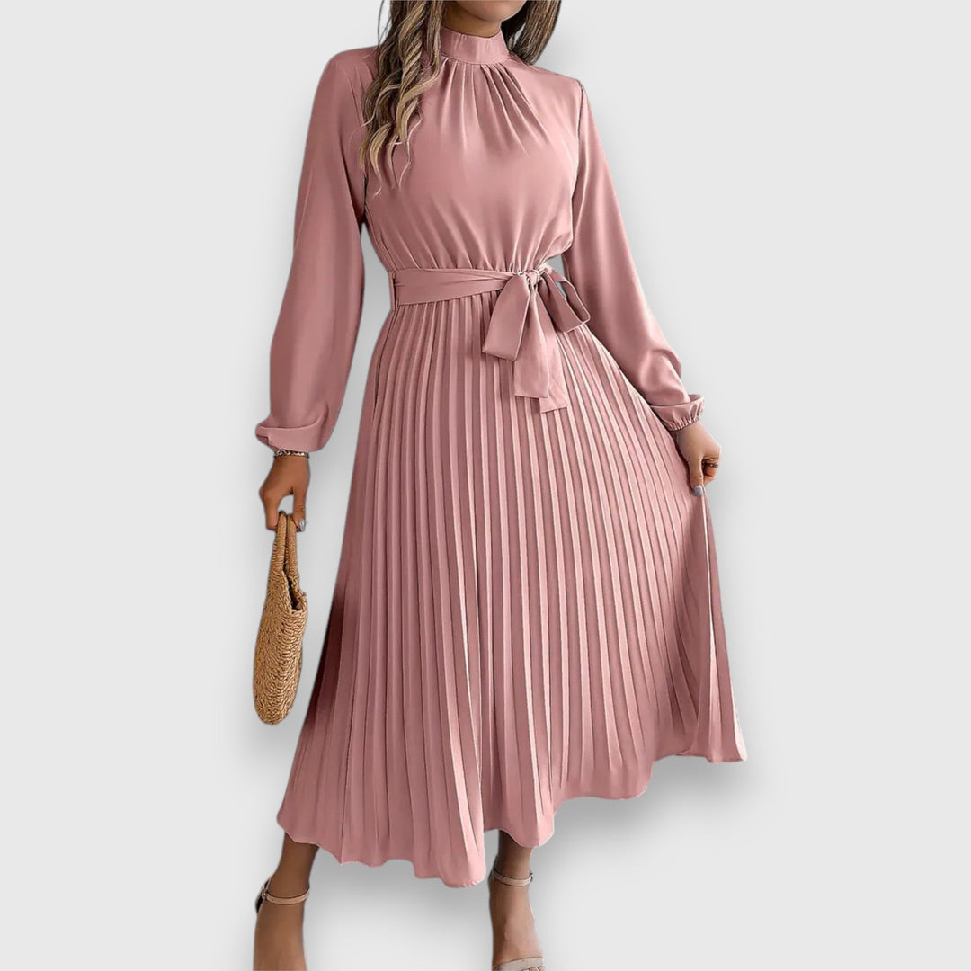 Women’s Elegant Pleated Midi Dress – Timeless Design for Occasion and Daily Wear