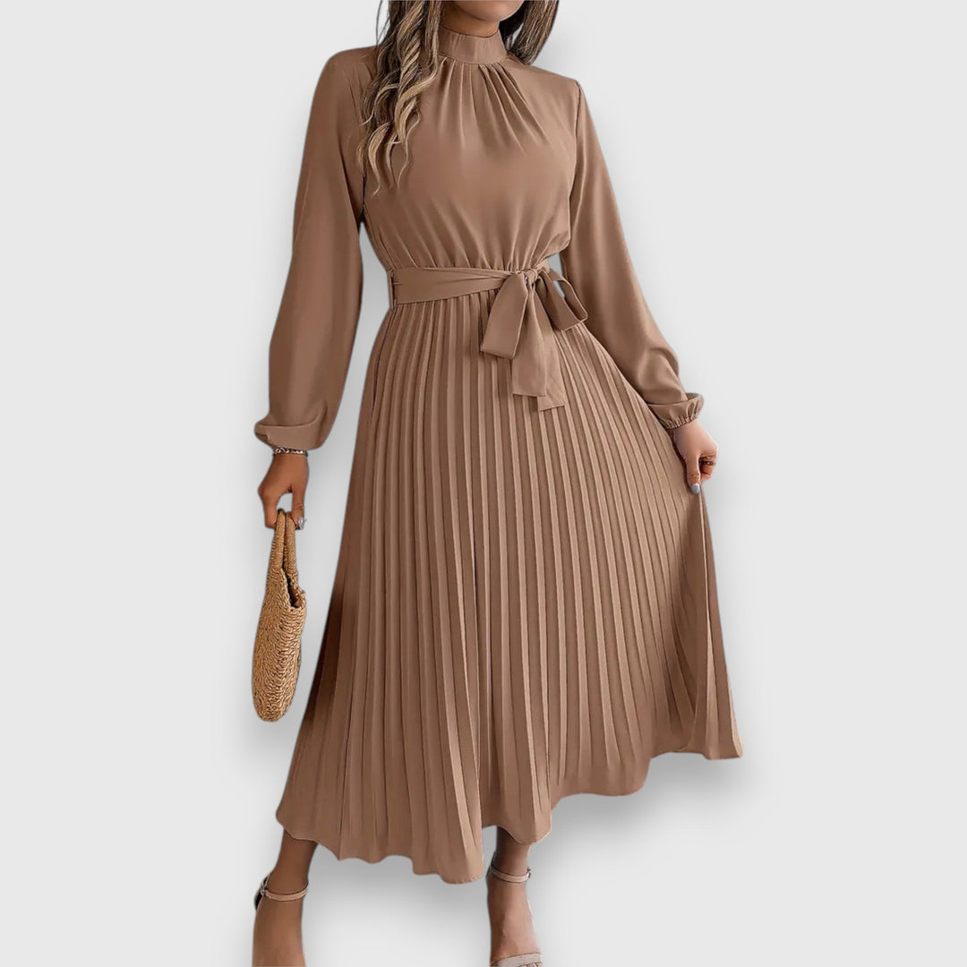 Women’s Elegant Pleated Midi Dress – Timeless Design for Occasion and Daily Wear