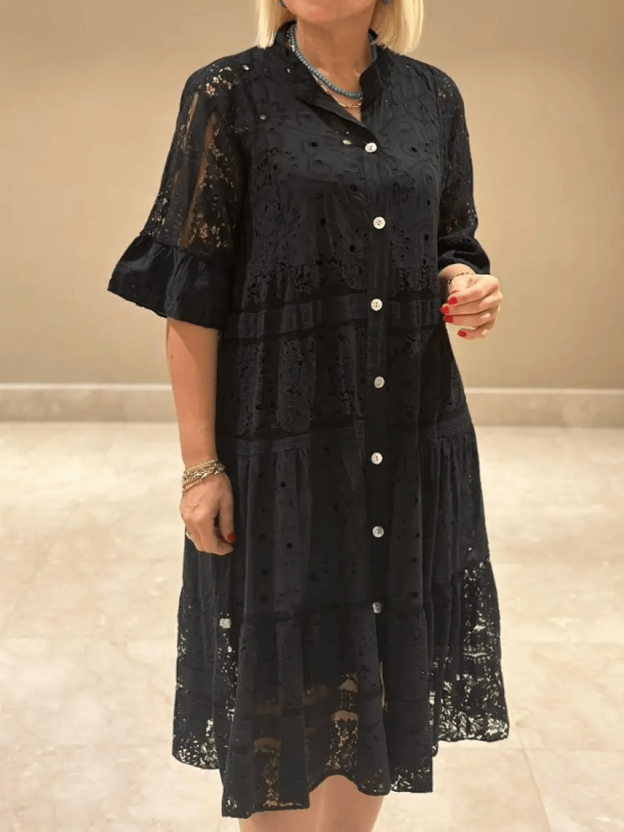 Elegant Embroidered Floral Pattern With Luxurious Lightweight Silhouette Midi Dress