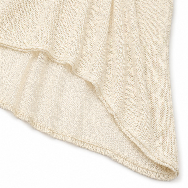 Solvera – Open Knit Batwing Top with Asymmetrical Hem