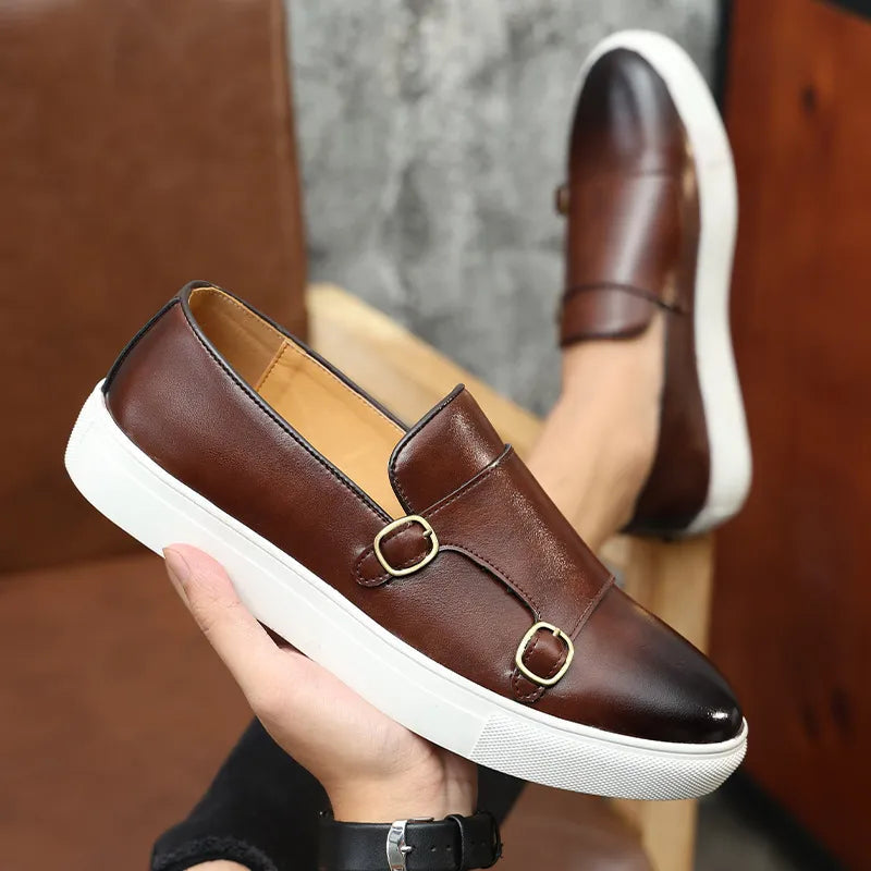 Double Buckle Loafer Style Casual Shoes