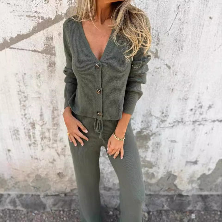 Aria | 2-Piece Cardigan Set with Open Front and Long Sleeves