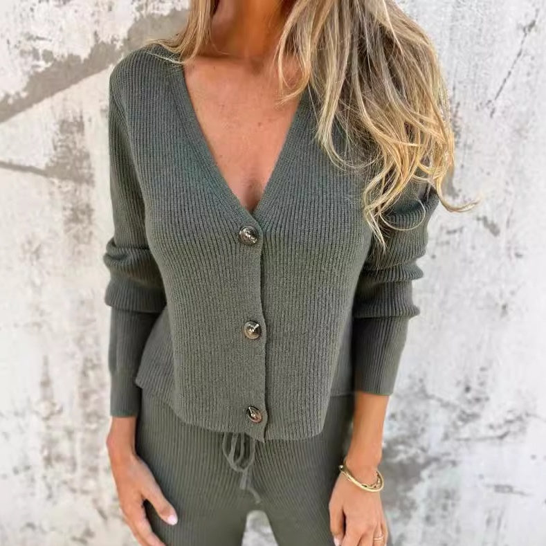 Aria | 2-Piece Cardigan Set with Open Front and Long Sleeves