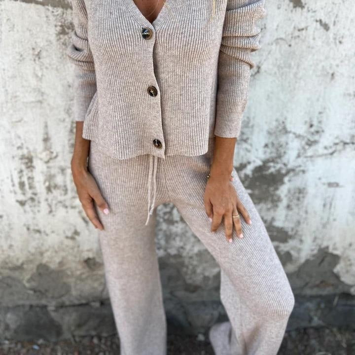 Aria | 2-Piece Cardigan Set with Open Front and Long Sleeves