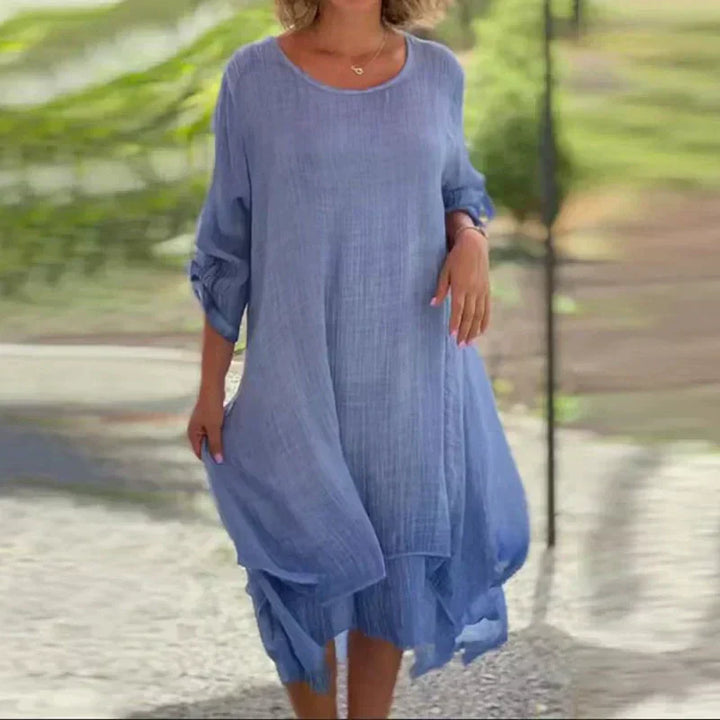 Women’s Layered Midi Dress – Effortlessly Elegant Soft Fabric Relaxed Fit Garden To Brunch Ready Casual Dress