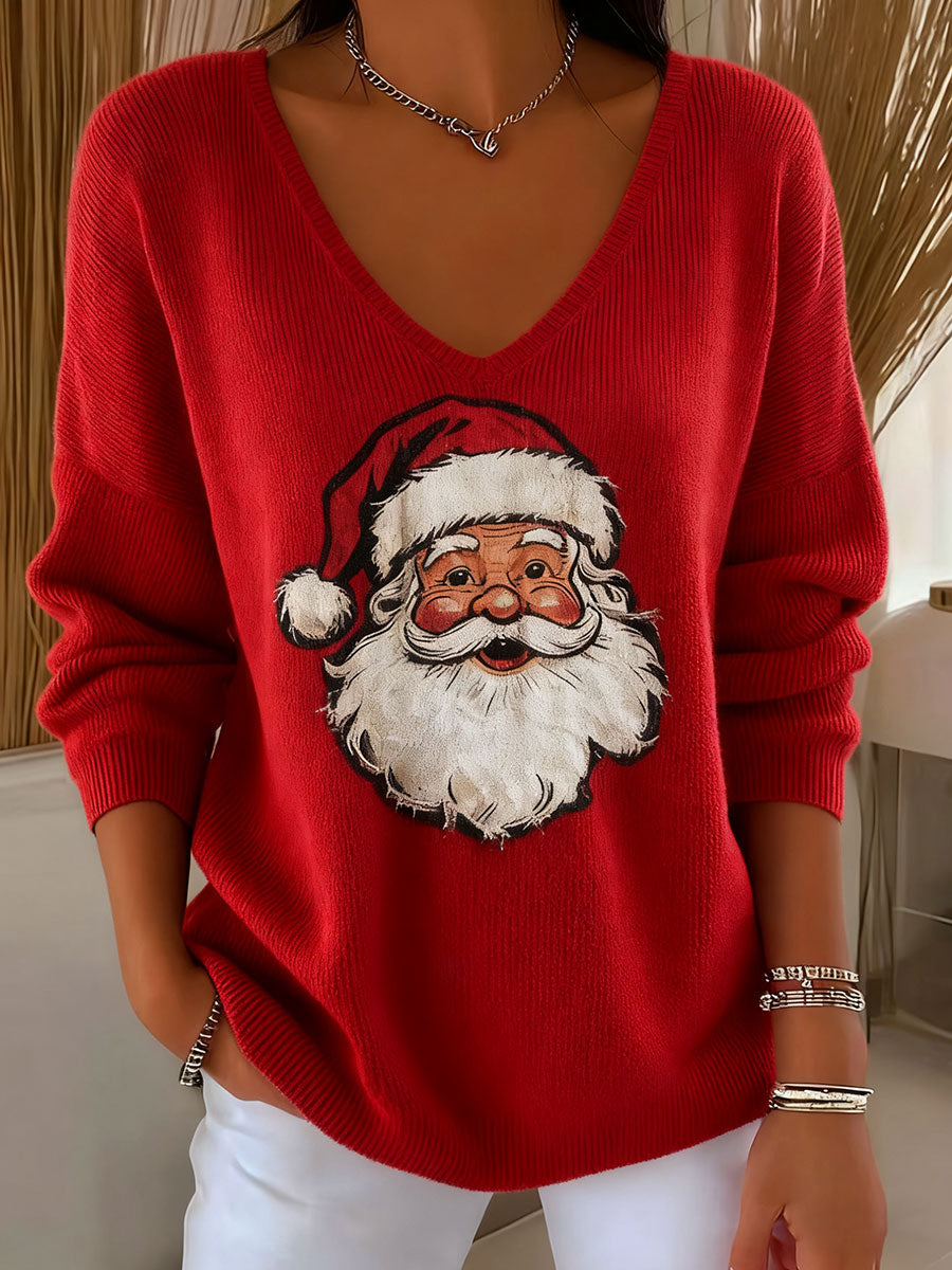 Ladies Santa Claus Print Casual Top
