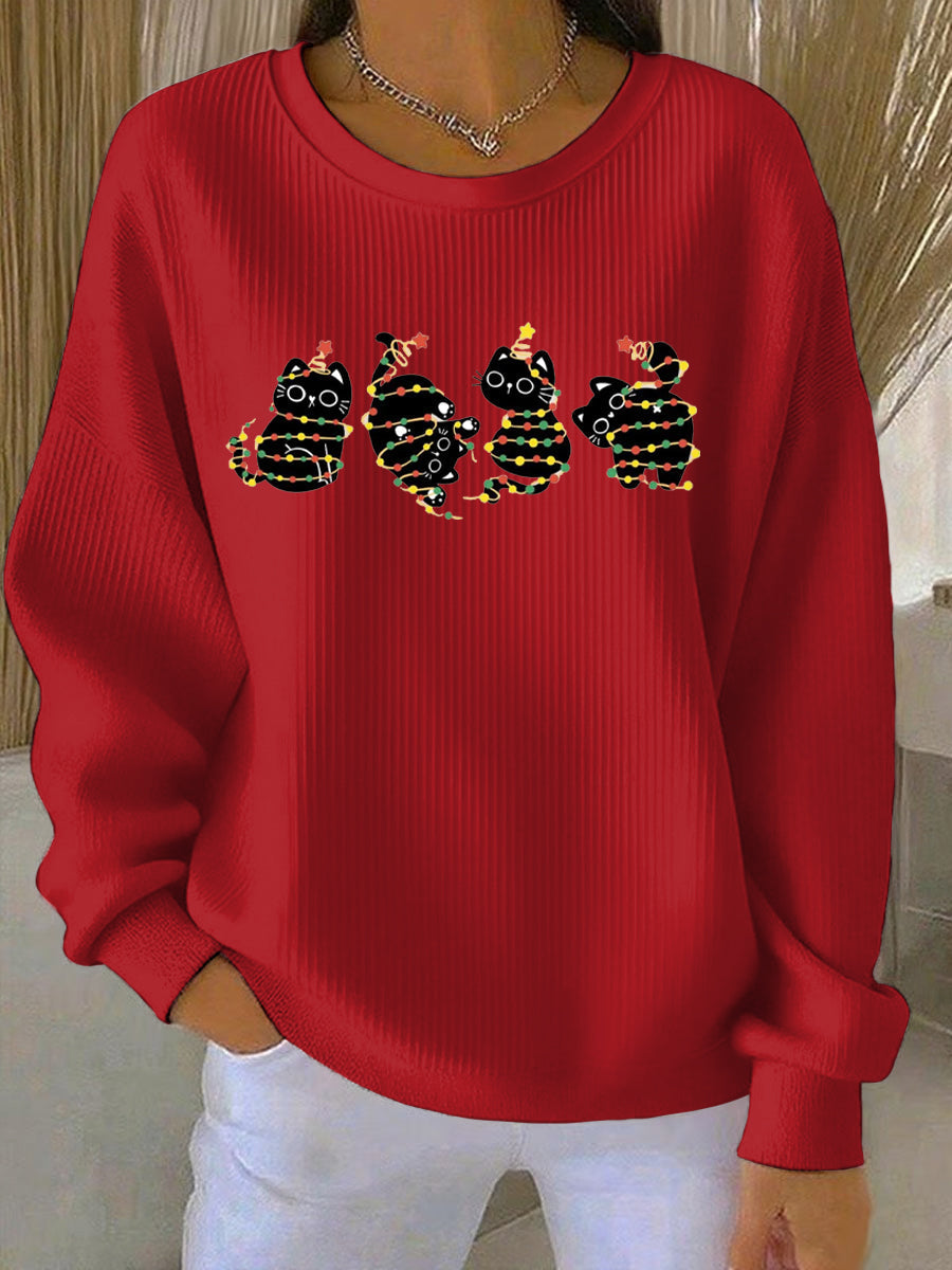 Ladies Christmas Print Casual Sweater