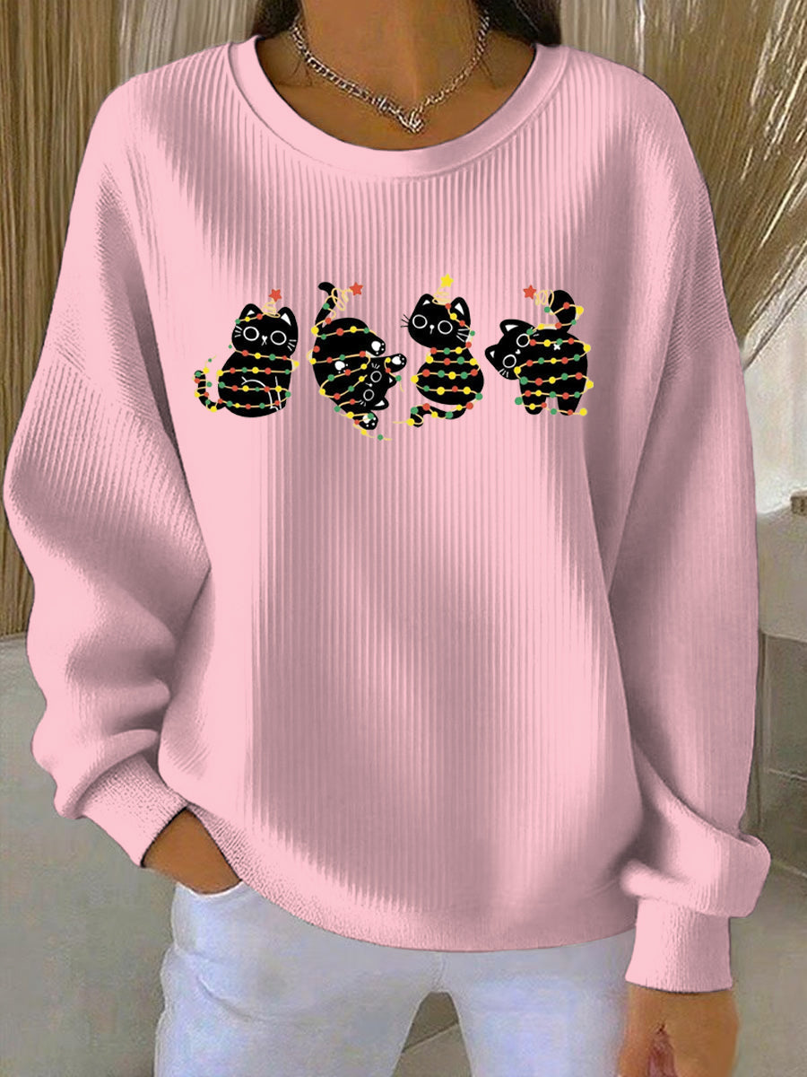 Ladies Christmas Print Casual Sweater