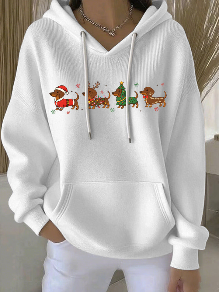 Ladies Christmas Print Casual Hoodie
