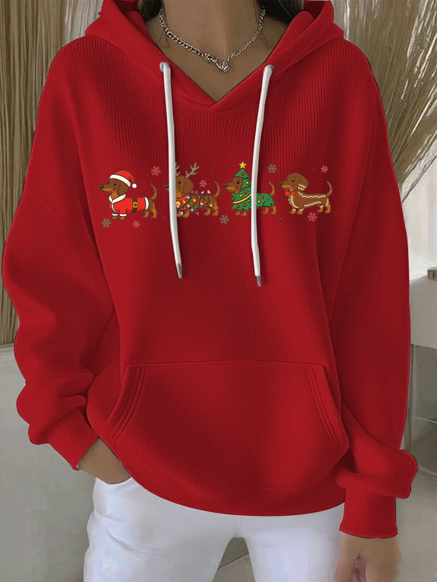 Ladies Christmas Print Casual Hoodie