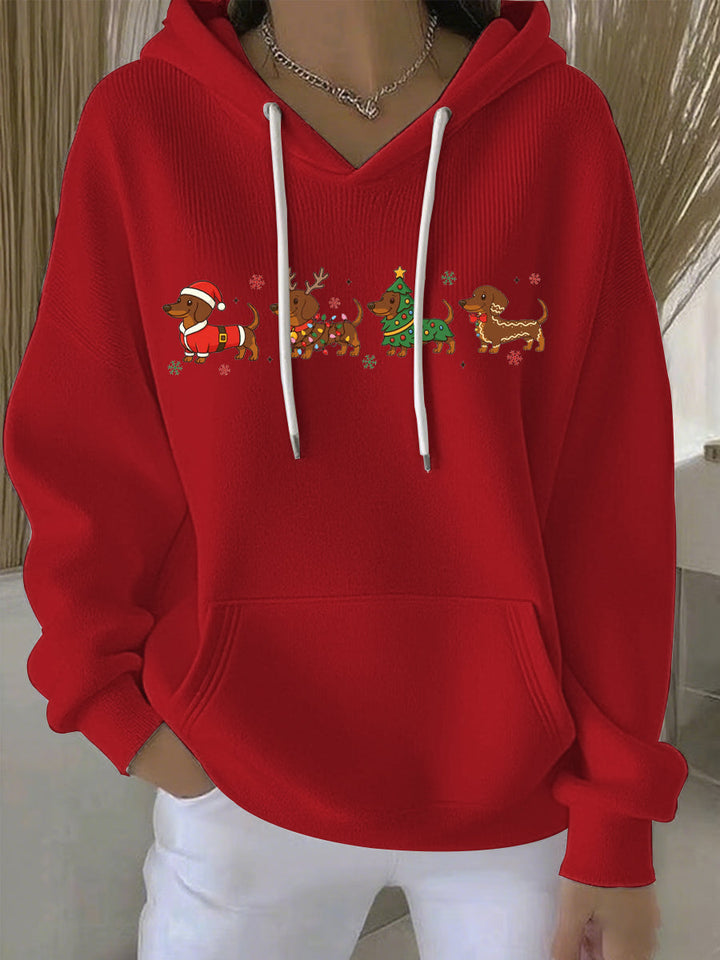 Ladies Christmas Print Casual Hoodie