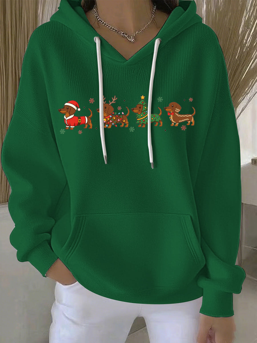Ladies Christmas Print Casual Hoodie