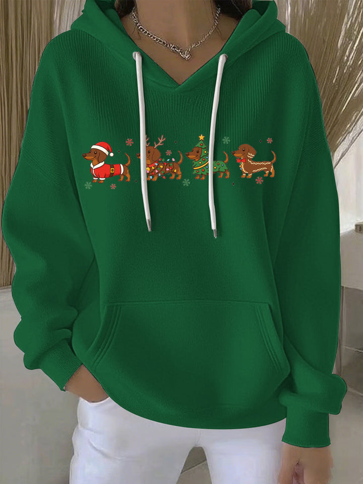 Ladies Christmas Print Casual Hoodie