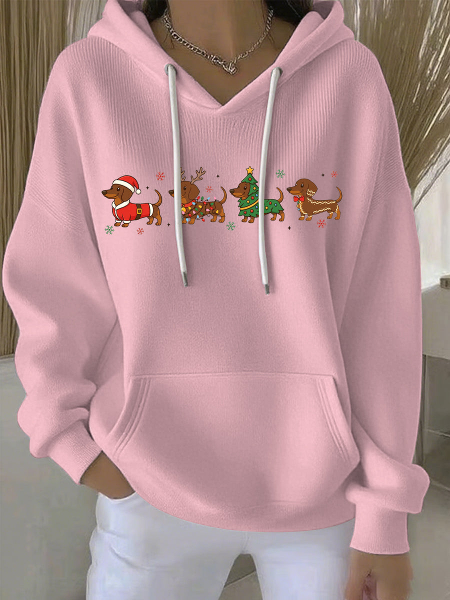 Ladies Christmas Print Casual Hoodie