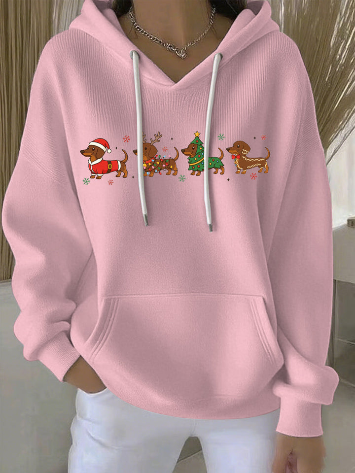 Ladies Christmas Print Casual Hoodie