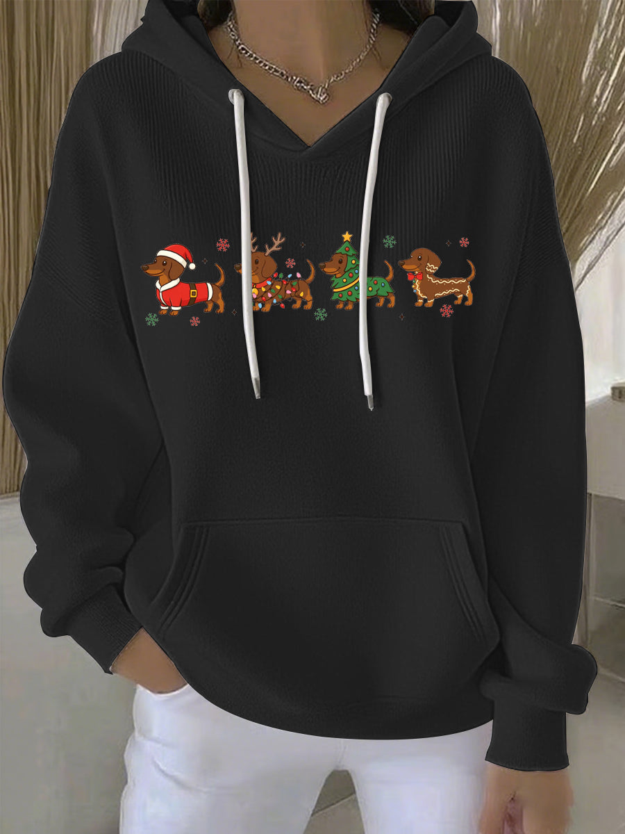 Ladies Christmas Print Casual Hoodie