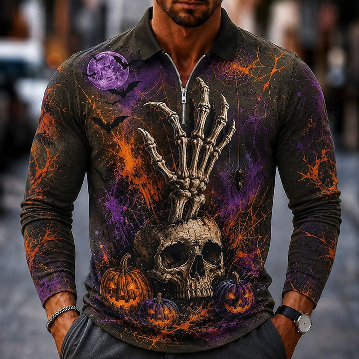 Bram | Halloween Zip Long Sleeve Polo Shirt