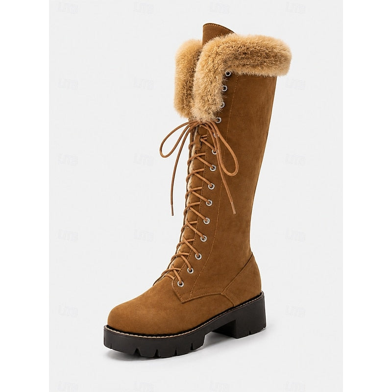 Aurelia | Cozy Knee-High Boots with Laces for Winter