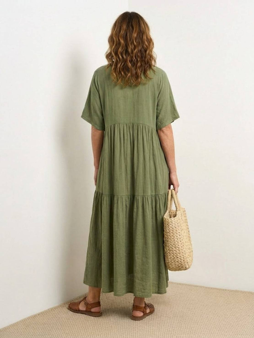 Bohemian Inspired V-Neck Silk Blend Flowing Sun Kissed Terracotta All Day Maxi Dress