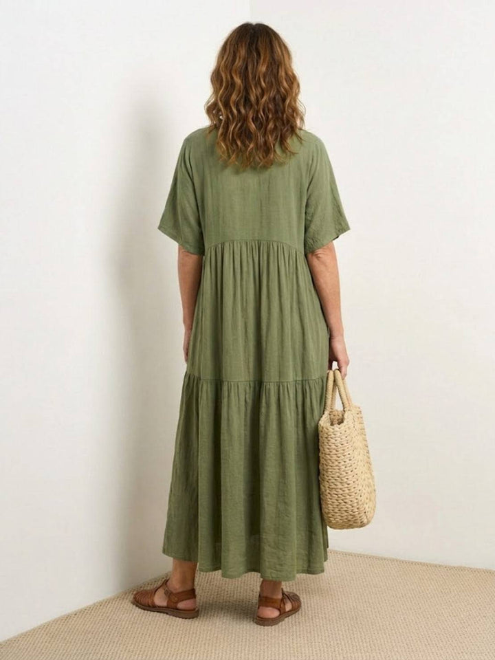 Bohemian Inspired V-Neck Silk Blend Flowing Sun Kissed Terracotta All Day Maxi Dress