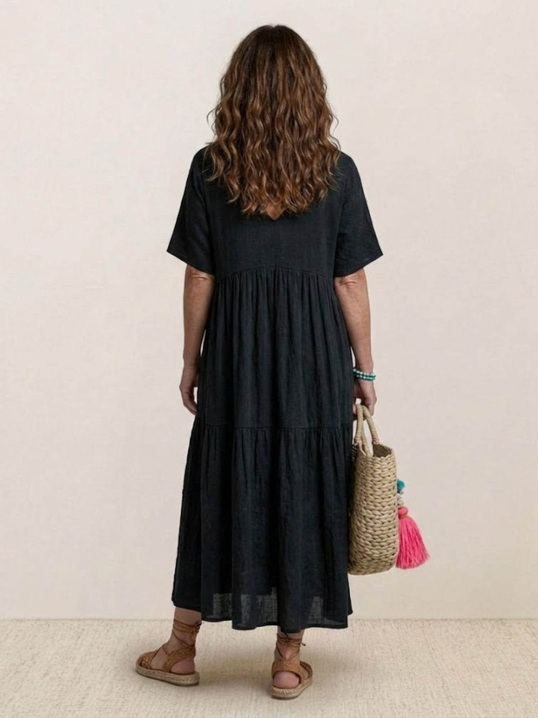 Bohemian Inspired V-Neck Silk Blend Flowing Sun Kissed Terracotta All Day Maxi Dress