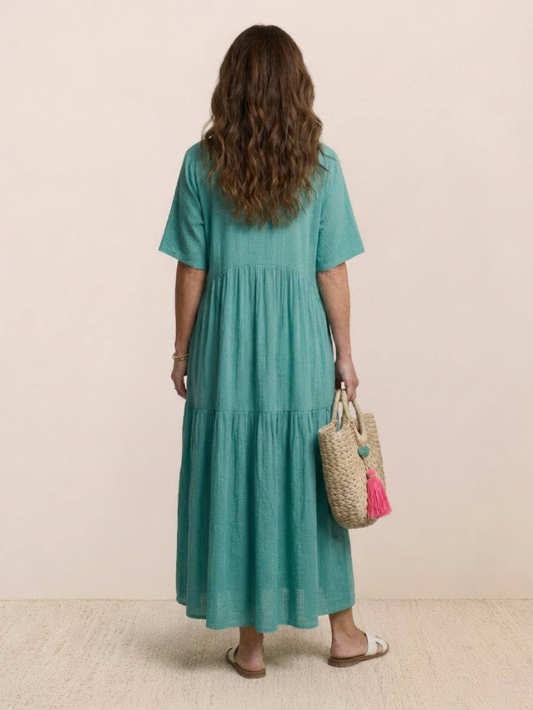 Bohemian Inspired V-Neck Silk Blend Flowing Sun Kissed Terracotta All Day Maxi Dress