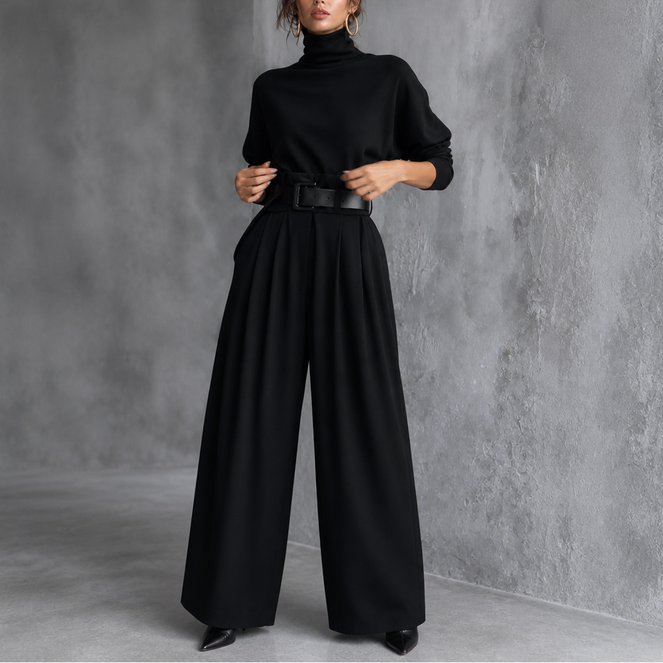 Genesis | Women's Two-Piece Set with Turtleneck and Pleats