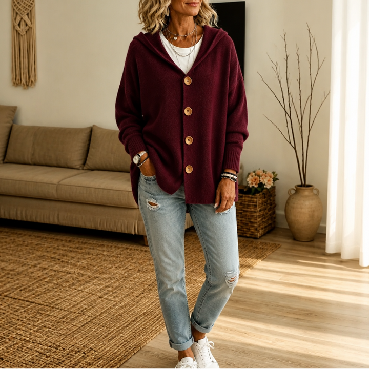 Scottie | Women's Cardigan with Hood and Button Closure