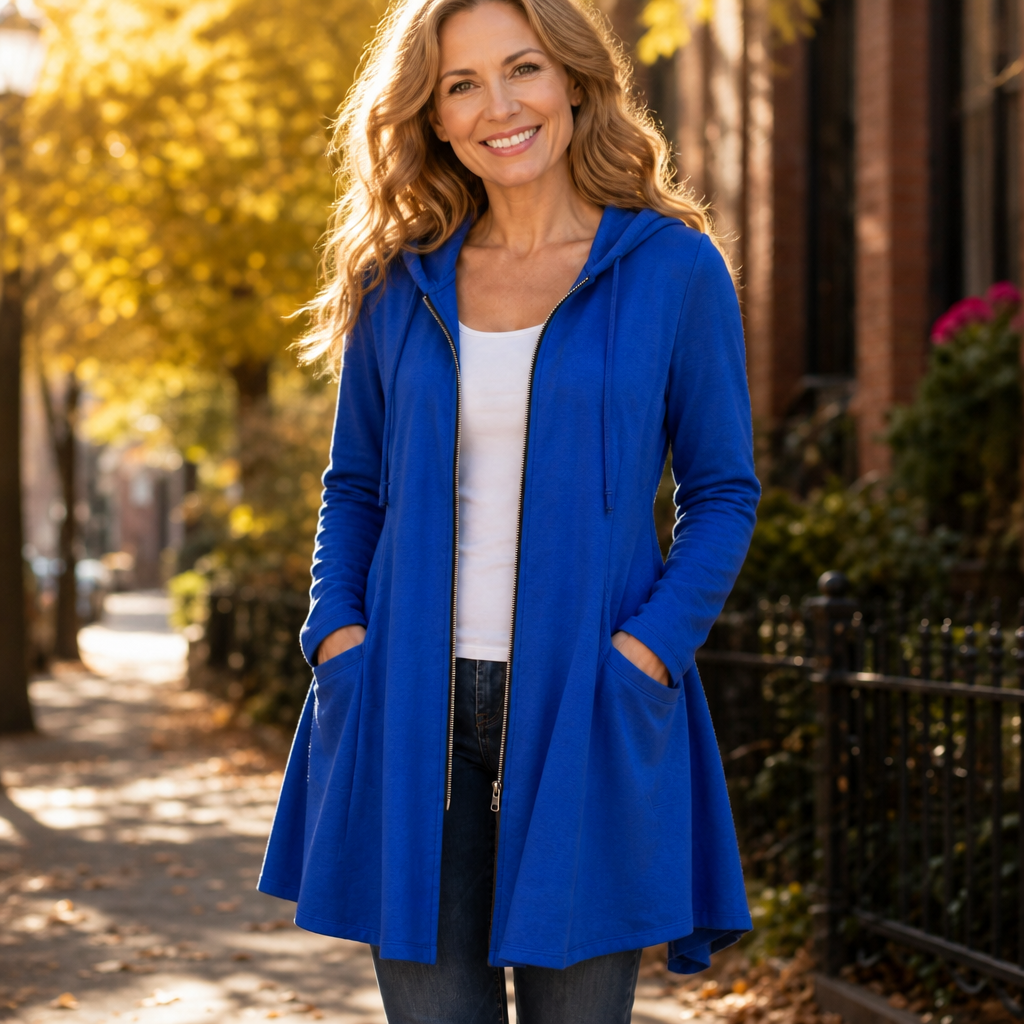 Magnolia | Women's Long Hoodie with Zipper and Pockets