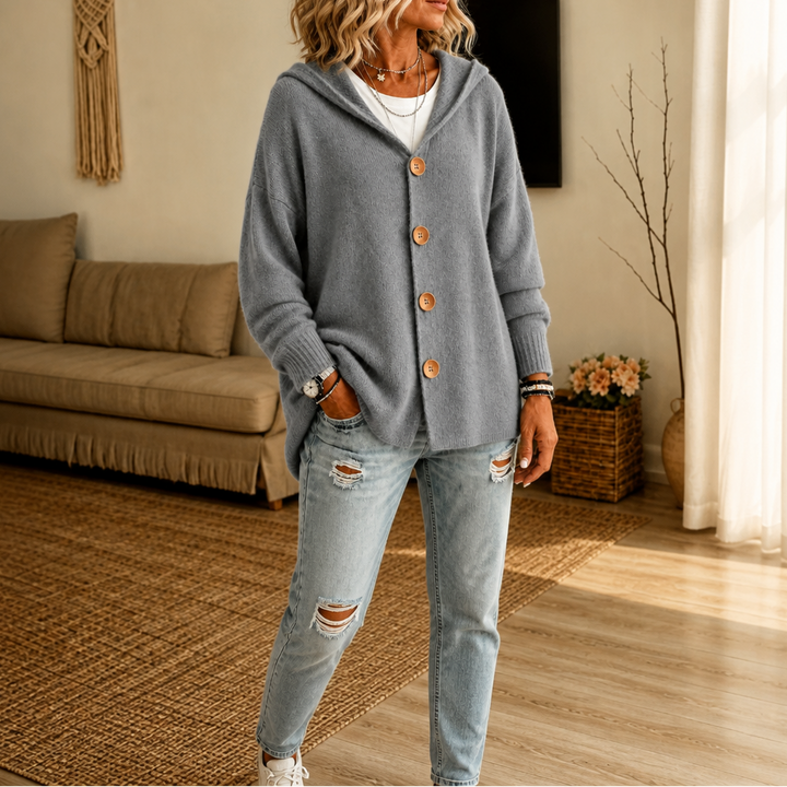Scottie | Women's Cardigan with Hood and Button Closure