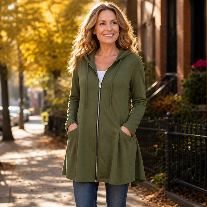 Magnolia | Women's Long Hoodie with Zipper and Pockets