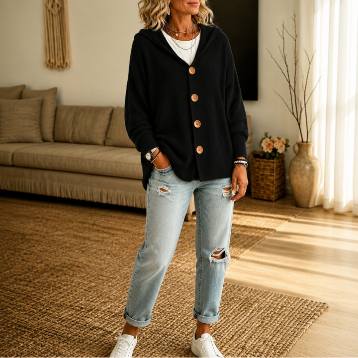 Scottie | Women's Cardigan with Hood and Button Closure