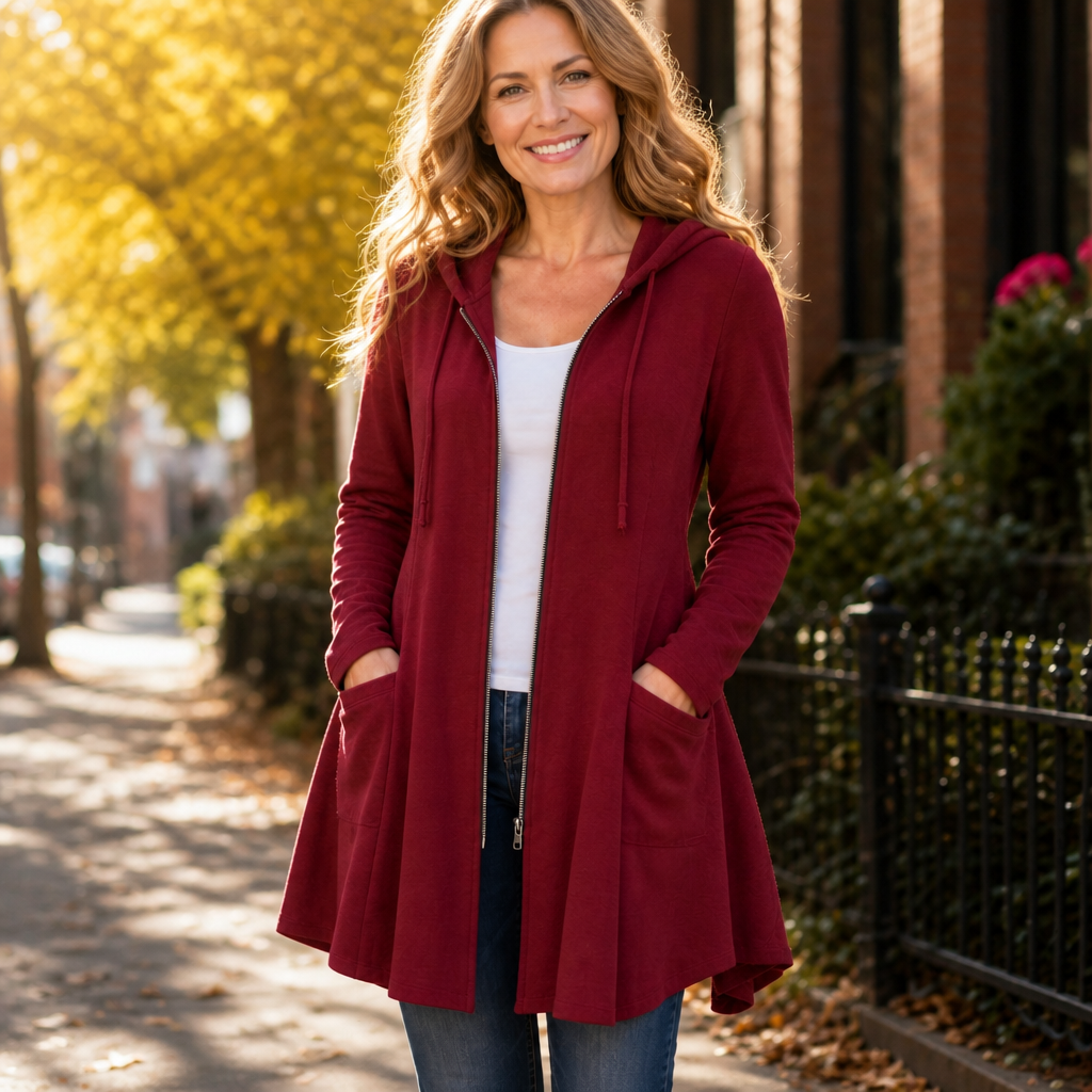 Magnolia | Women's Long Hoodie with Zipper and Pockets