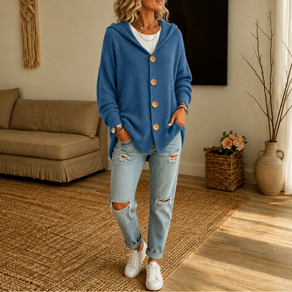 Scottie | Women's Cardigan with Hood and Button Closure