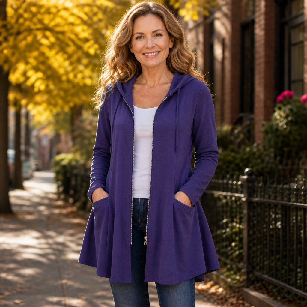 Magnolia | Women's Long Hoodie with Zipper and Pockets