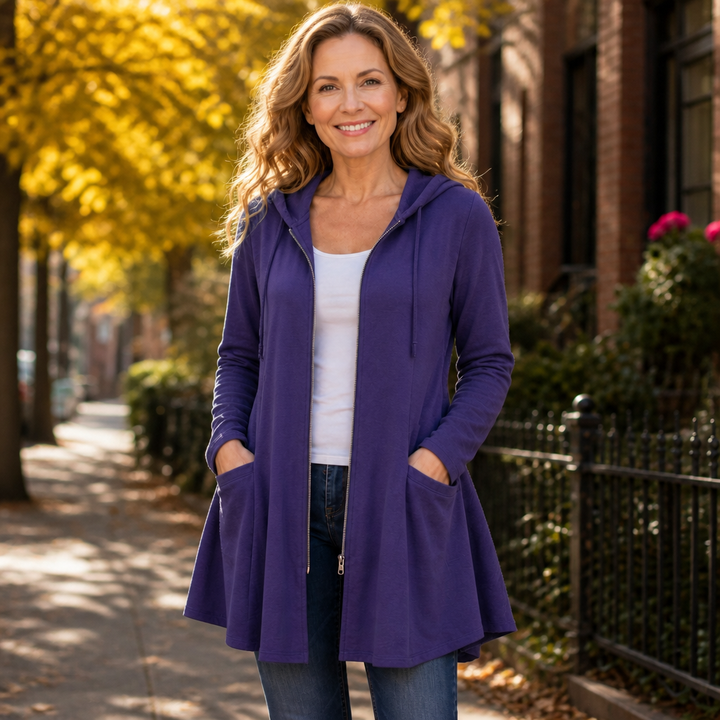 Magnolia | Women's Long Hoodie with Zipper and Pockets