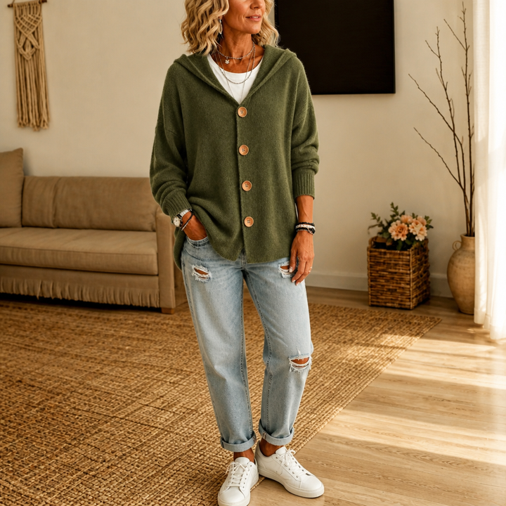 Scottie | Women's Cardigan with Hood and Button Closure