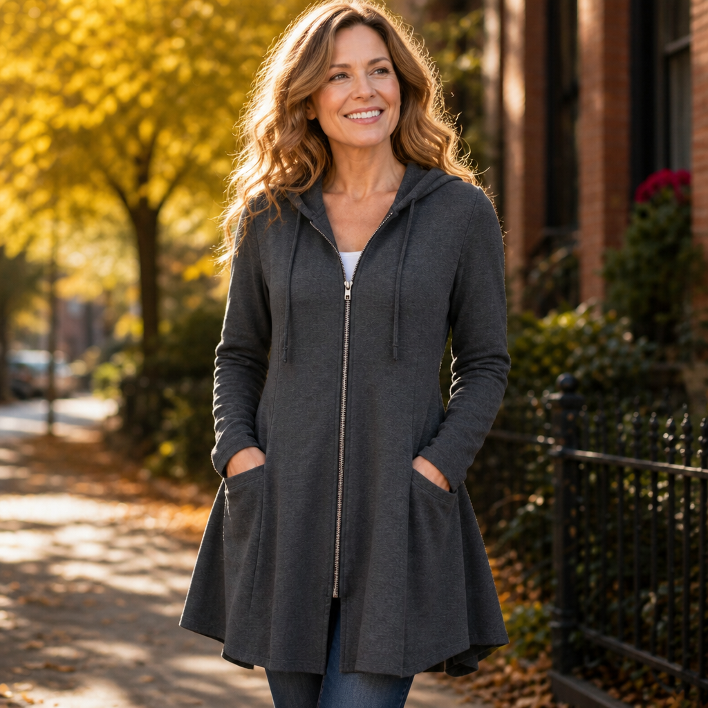 Magnolia | Women's Long Hoodie with Zipper and Pockets