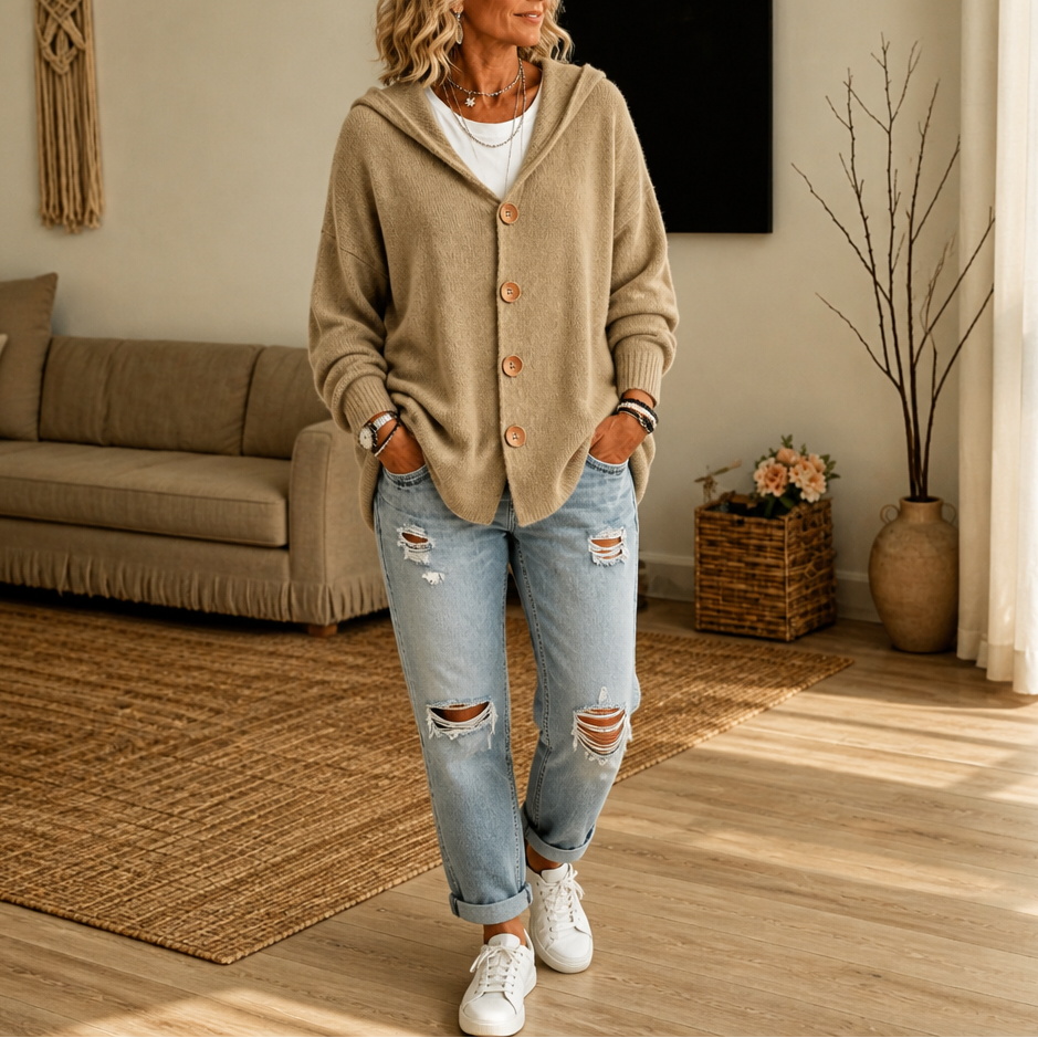 Scottie | Women's Cardigan with Hood and Button Closure