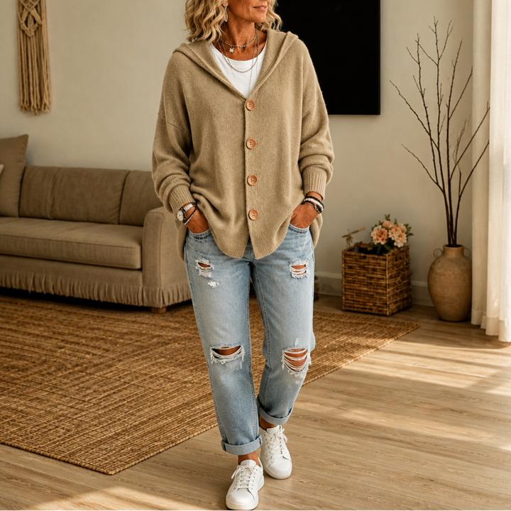 Scottie | Women's Cardigan with Hood and Button Closure