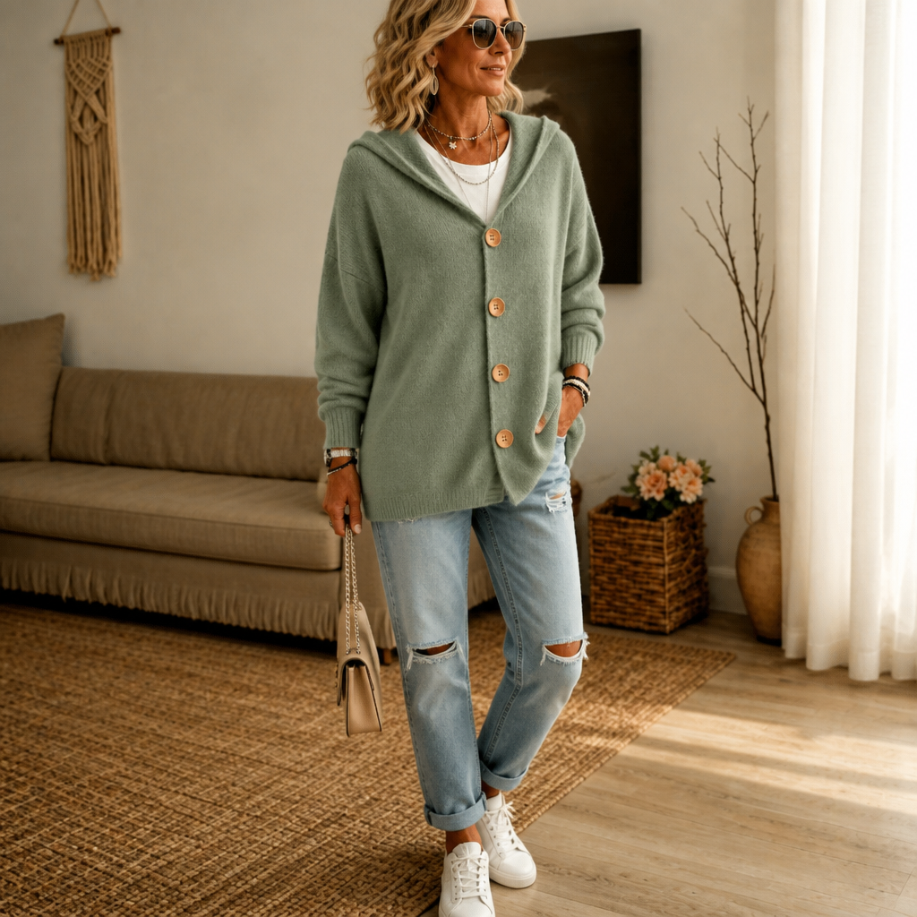 Scottie | Women's Cardigan with Hood and Button Closure