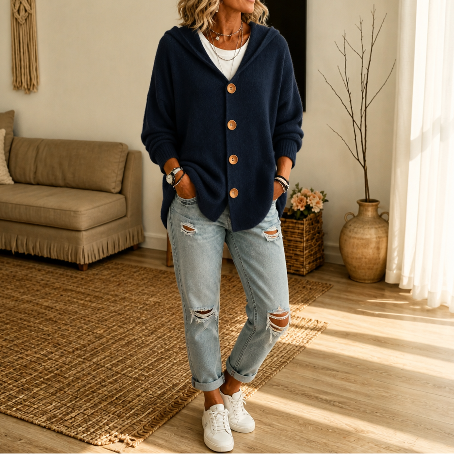 Scottie | Women's Cardigan with Hood and Button Closure