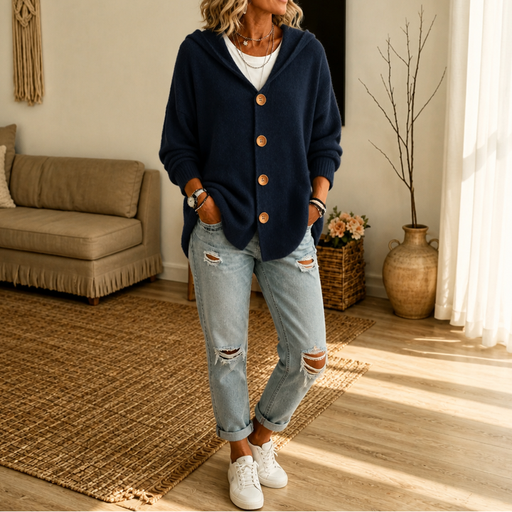 Scottie | Women's Cardigan with Hood and Button Closure