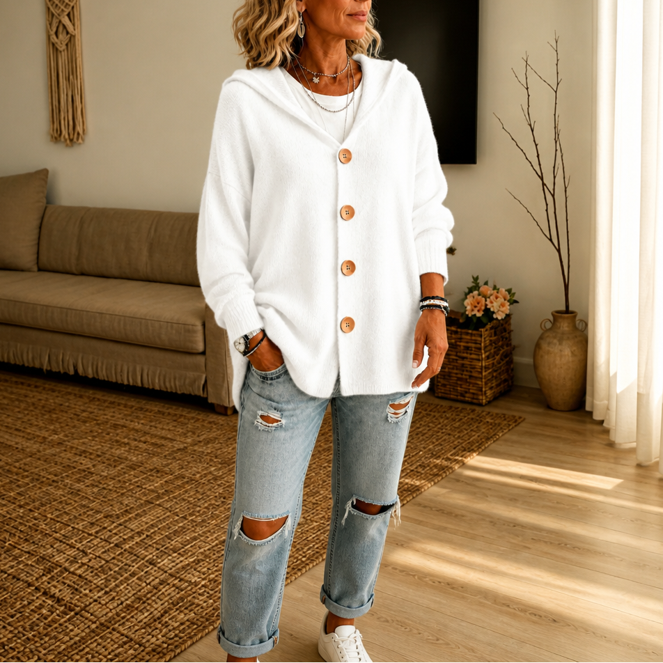 Scottie | Women's Cardigan with Hood and Button Closure